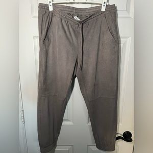 Zara Taupe Faux Suede Jogger Pants - size XL